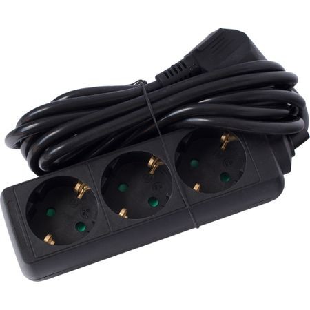 Prelungitor Strohm, 3 prize, protectie copii, 3x1mm, 1,5 m, Negru - imagine 3